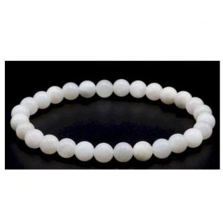 Pulsera 6mm Piedra Luna Blanca